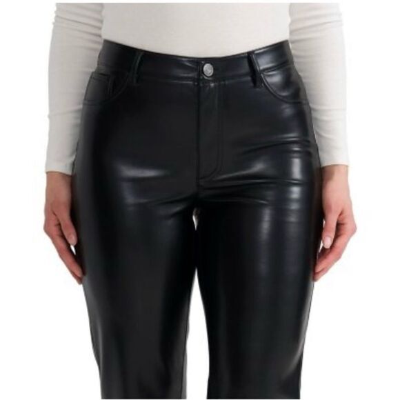 Faux Leather Pants JOIE Black Ankle Length Straight Leg 29” inseam NWT Size 10 - Picture 5 of 9